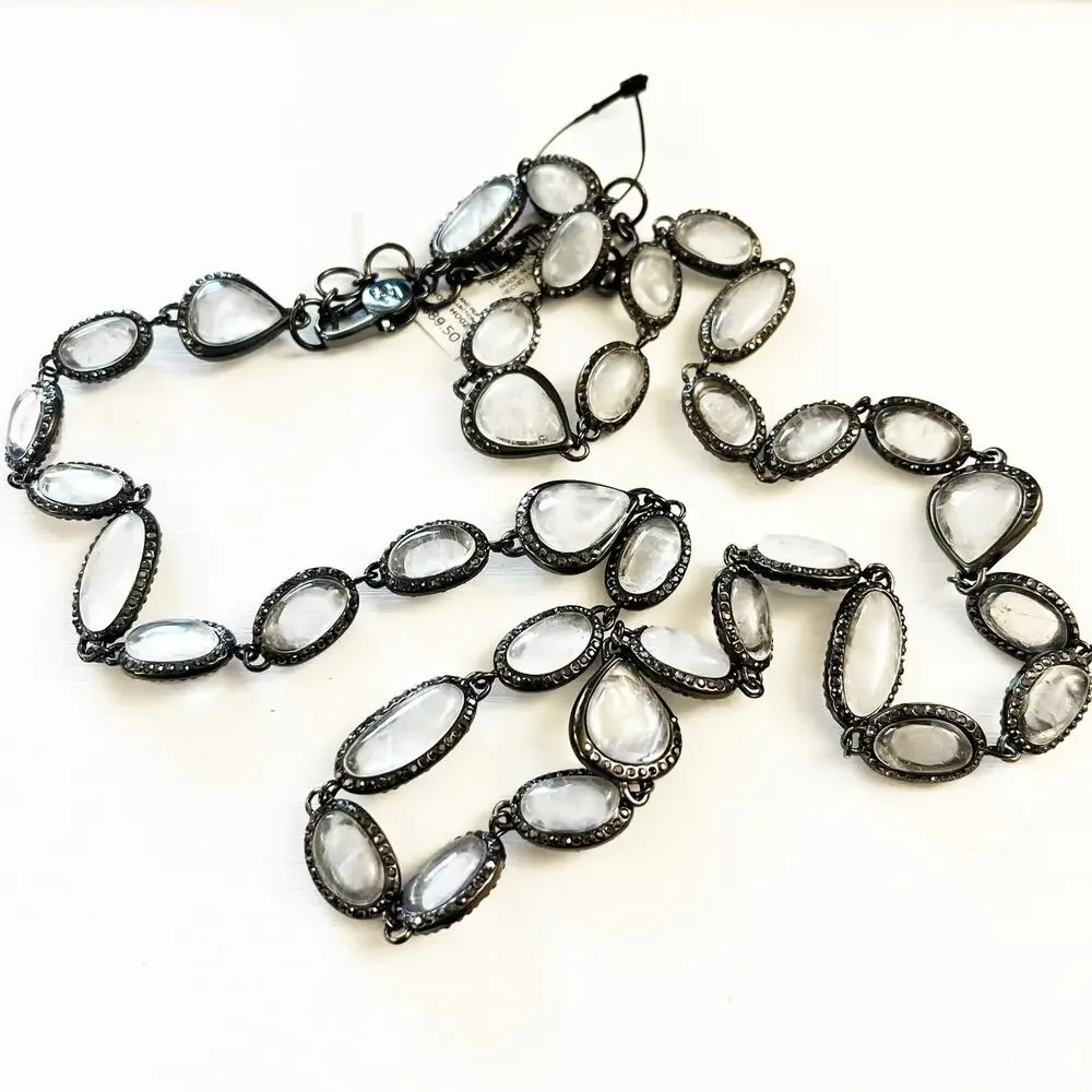 NEW Chico's Hematite & Glass Station Necklace
